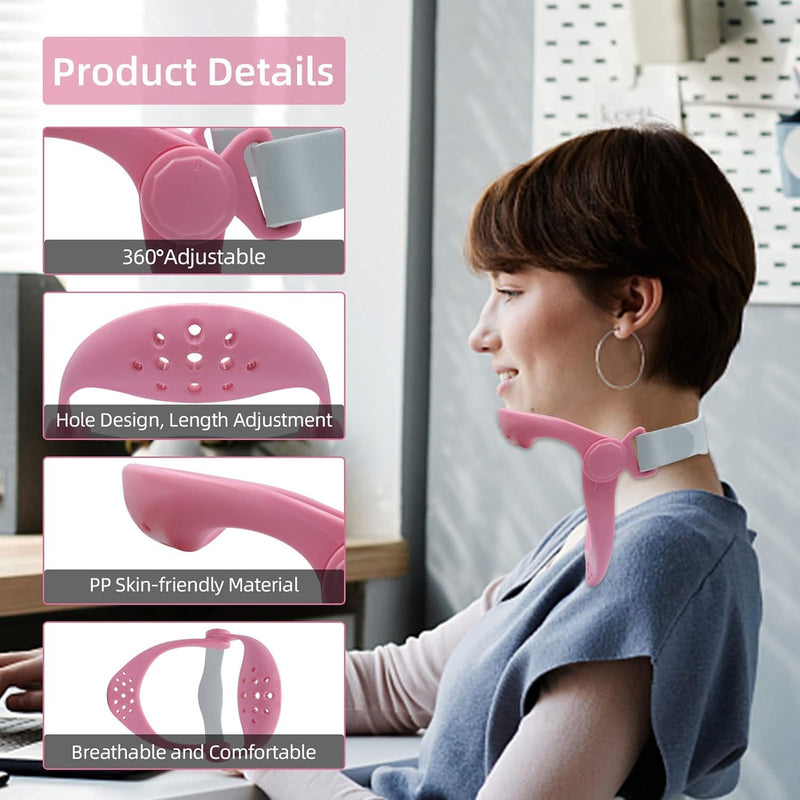 360°Adjustable Neck Brace - Cervical Collar with Neck Stretcher | Neck Orthotics for Forward Head Posture Correction and Cervical Spine Support and Alleviating Pressure (Pink) Pink