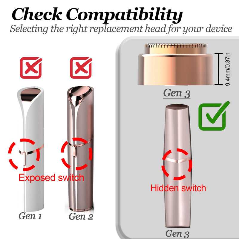 4-Pack Facial Rose Gold Gen 3 Replacement Heads for Flawless Hair Remover Generation 3, 18K Gold Double Blades 4 pack for Flawless Gen 3