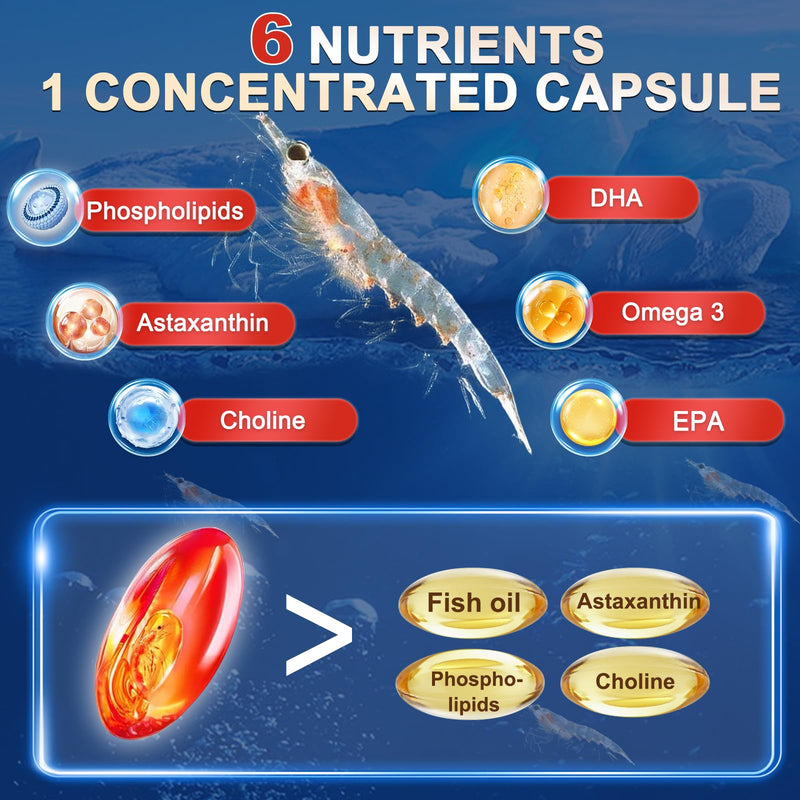 [Australia] - Krill Oil 1200 mg Omega 3 Supplement, Krill Oil Omega 3 with High Absorption EPA, DHA, Astaxanthin & Phospholipids, Supports Heart & Joint Health, No Fishy Aftertaste - 120 Softgels (60 Servings) 120 Count (Pack of 1) 