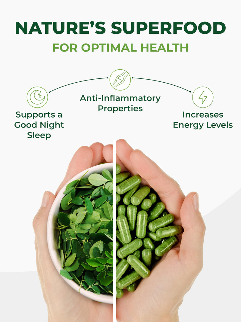 [Australia] - PURA VIDA MORINGA Capsules Single Origin Moringa Powder Organic. Pure Moringa Leaf. Energy, Metabolism, & Immune Support. 120ct. 500mg Caps. 120 Count (Pack of 1) 