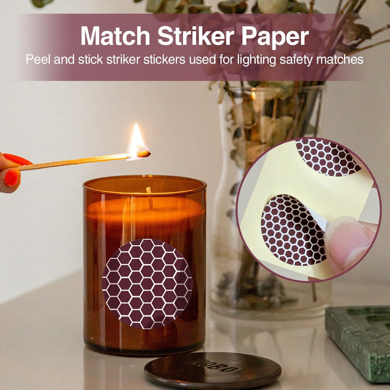 [Australia] - 60 Pcs Matches Striker Paper with Adhesive, 20 Pcs 1” Circle, 20 Pcs 2” x .5” Rectangle and 20 Pcs 1” x .5” Rectangle Matches Strip Stickers for Jars of Matches, Fireplace Match, Candles Boot Red 