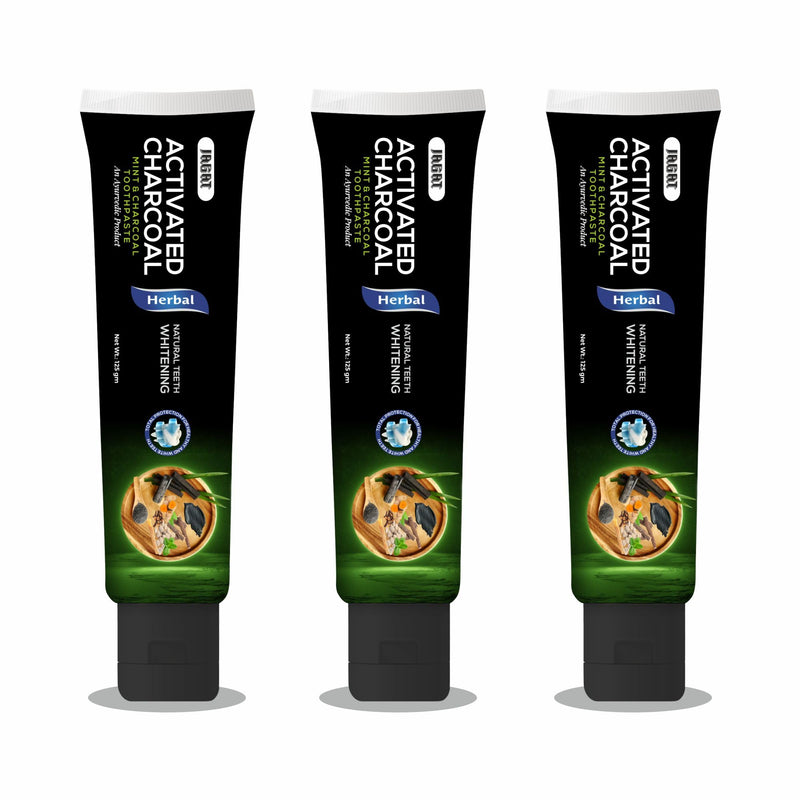 [Australia] - Jagat Activated Charcoal Toothpaste Pack of 3 – Teeth Whitening Tooth Paste with Charcoal Flavor, Fluoride Free Toothpaste for Adult, Natural Travel Tooth Paste, Vegan, Non Toxic, Gluten Free Charcoal Mint 