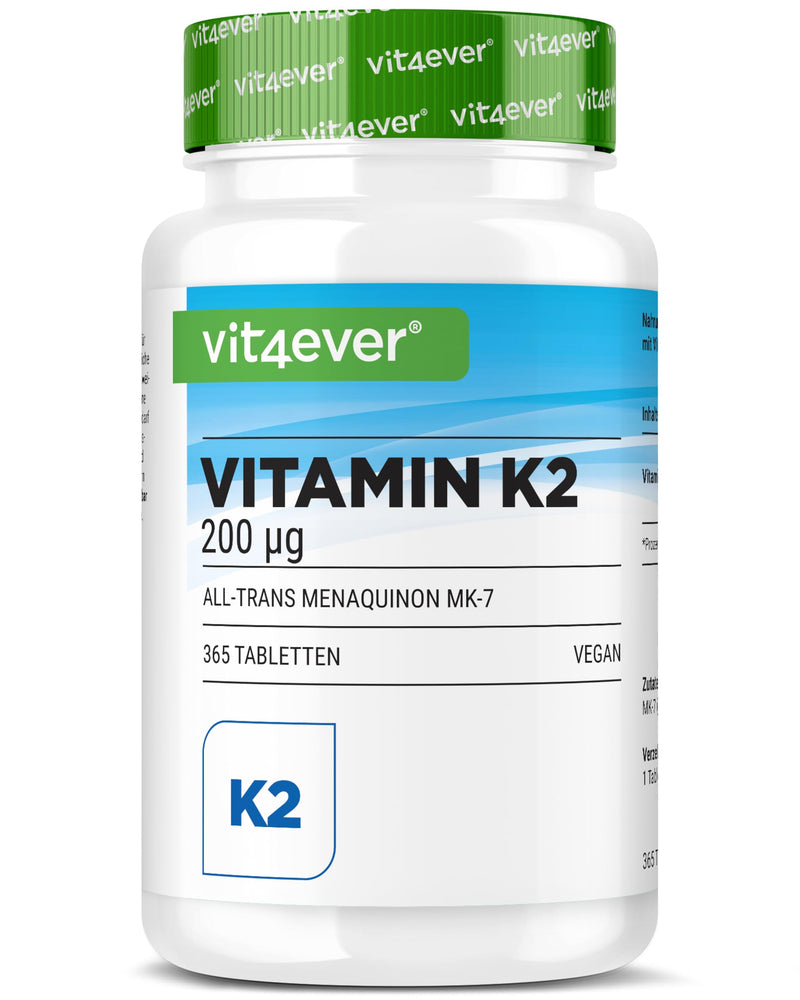 [Australia] - Vitamin K2 MK7-365 tablets - 200 µg per tablet - All-trans content >99.7% MK-7 Menaquinone - High dosage - Without unwanted additives - Vegan 