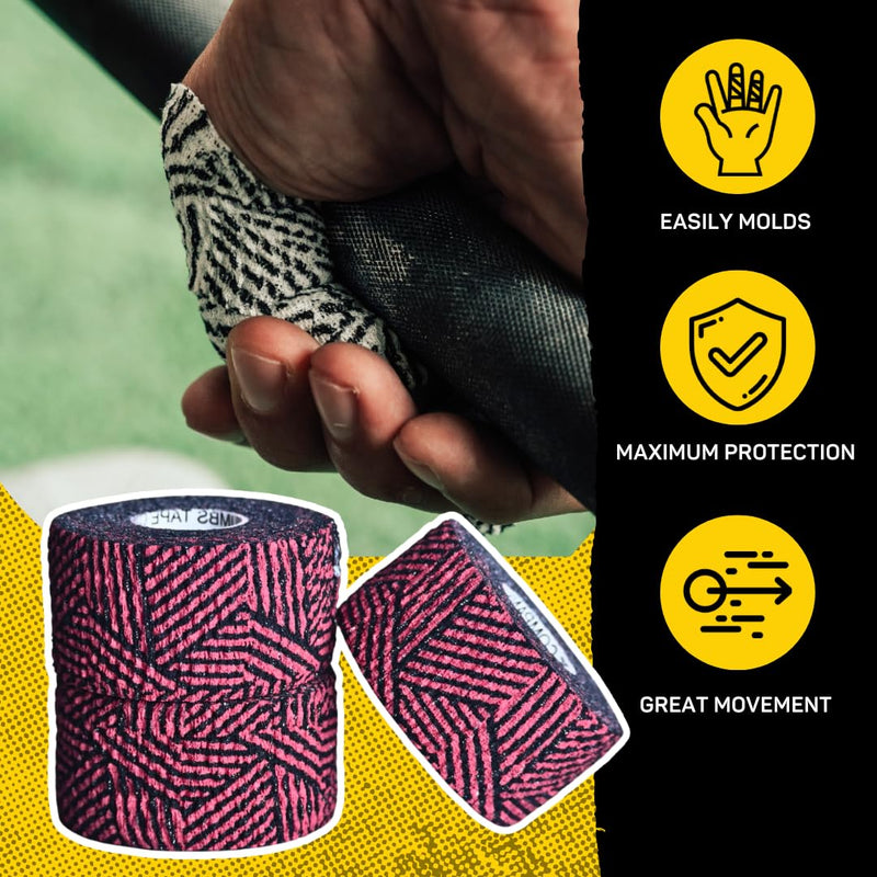 Happy Thumbs Tape - Gym & Hook Grip Tape - Thumb & Finger Protection - for Cross Training, Weightlifting, Gymnastics & More - Stretchy Adhesive Athletic Weightlifting Tape - 24 ft Long 3 Pack Fire
