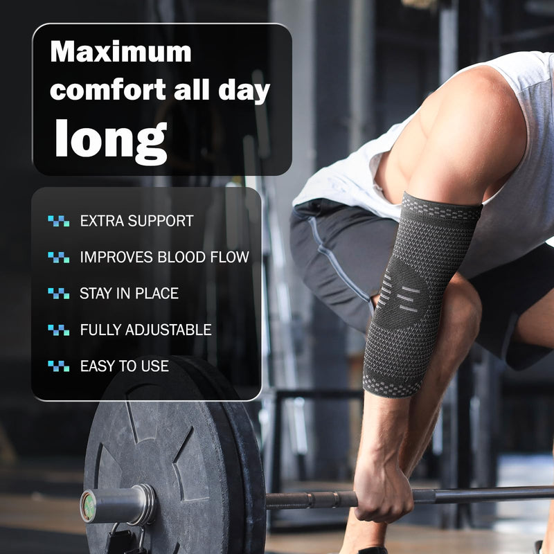 [Australia] - POWERLIX Elbow Orthopedic Brace Compression Support (Pair) - Elbow Sleeve for Tennis, Golfer‚Äôs, Bursitis, and Sprains, Arthritis, Tendonitis. Pain Relief(Black, L) Large(2Pack) Black 