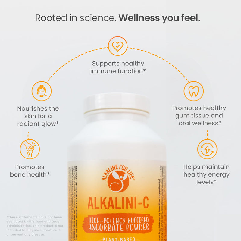 Alkaline for Life Buffered Vitamin C Powder, Corn-Free, L-Ascorbate | 1,584 Mg L-Ascorbate Per Half-Teaspoon; With Potassium, Calcium, Magnesium, Zinc; Non-Acidic, Gentle; Vegan 8 Ounce (Pack of 1)