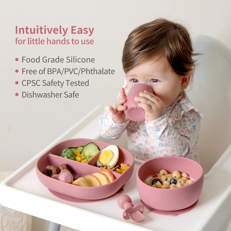 [Australia] - Silicone Baby Cups for 6-12 Months Infants - Tiny Open Cups - Training Cups for Baby Led Weaning - Set of 2 Drinking Cups Rosy 