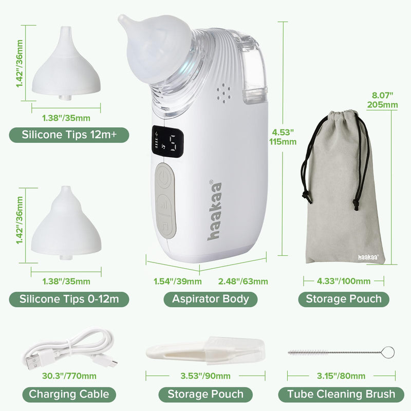 [Australia] - Haakaa Nasal Aspirator for Baby, 2-in-1 Electric Baby Nasal Aspirator with Sprayer ‚Äì Baby Nose Sucker, Nose Sucker for Baby ‚Äì 5 Adjustable Suction Levels up to 65kPa, Quiet, Music & Lights 