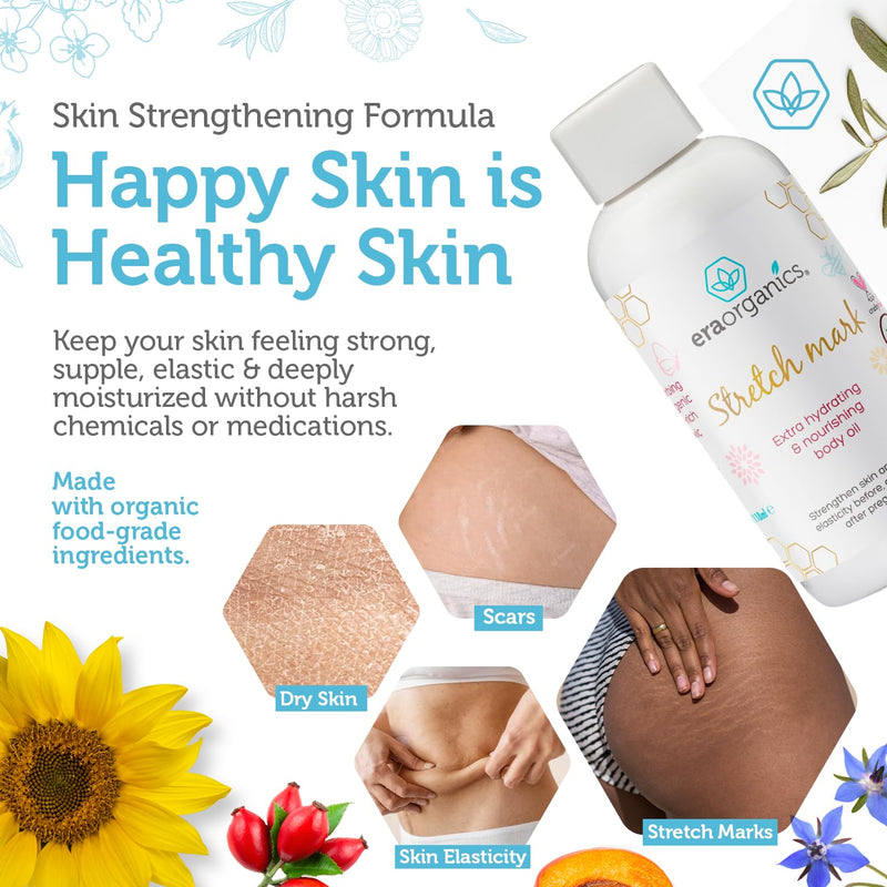 [Australia] - Era Organics Organic Stretch Mark Oil for Pregnancy - Extra Moisturizing Belly Oil for Pregnancy - Pregnancy Oil to Prevent Stretch Marks - Pregnancy Must Haves 
