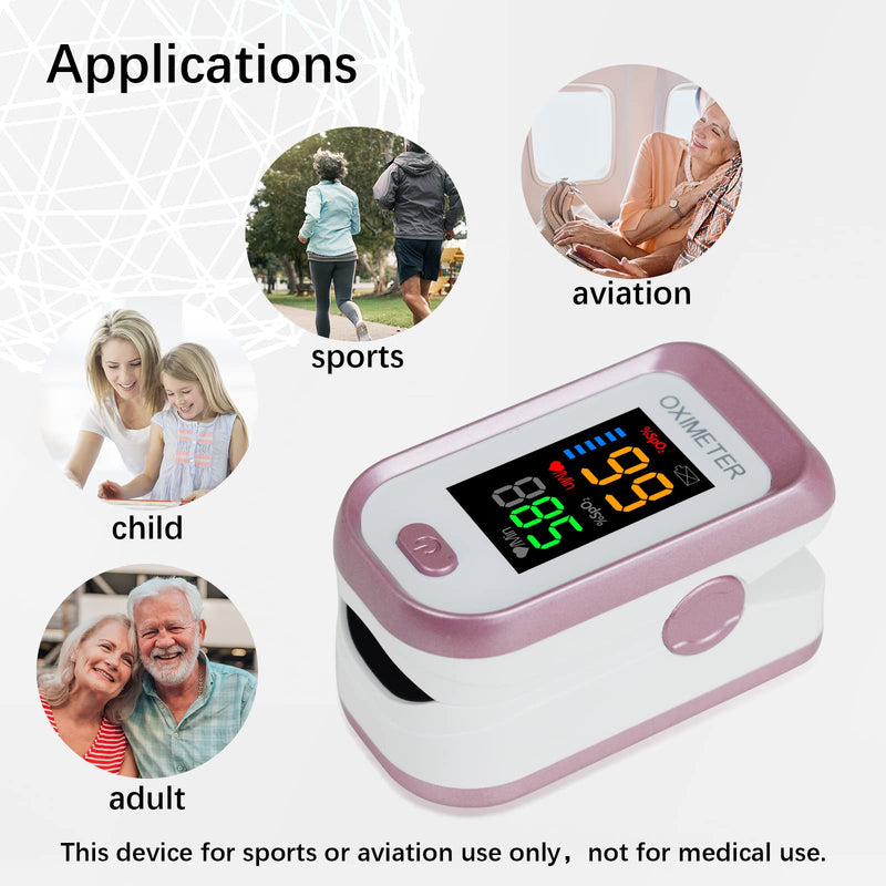 [Australia] - Pulse Oximeter Fingertip, Heart Rate Monitor with Large LED Screen, Blood Oxygen Saturation Meter for Adults with Carrying Lanyard, Accurate Fast Reading【Rose gold】 Rose Gold 