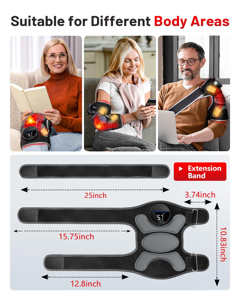 [Australia] - Upgraded PRO Red Light Therapy Knee Brace & 4 Vibration Massage - Wireless Rechargeable Controller, 660nm&850nm Red Light Therapy Heated Device for Knee/Elbow/Shoulder Pain Upgraded Knee 