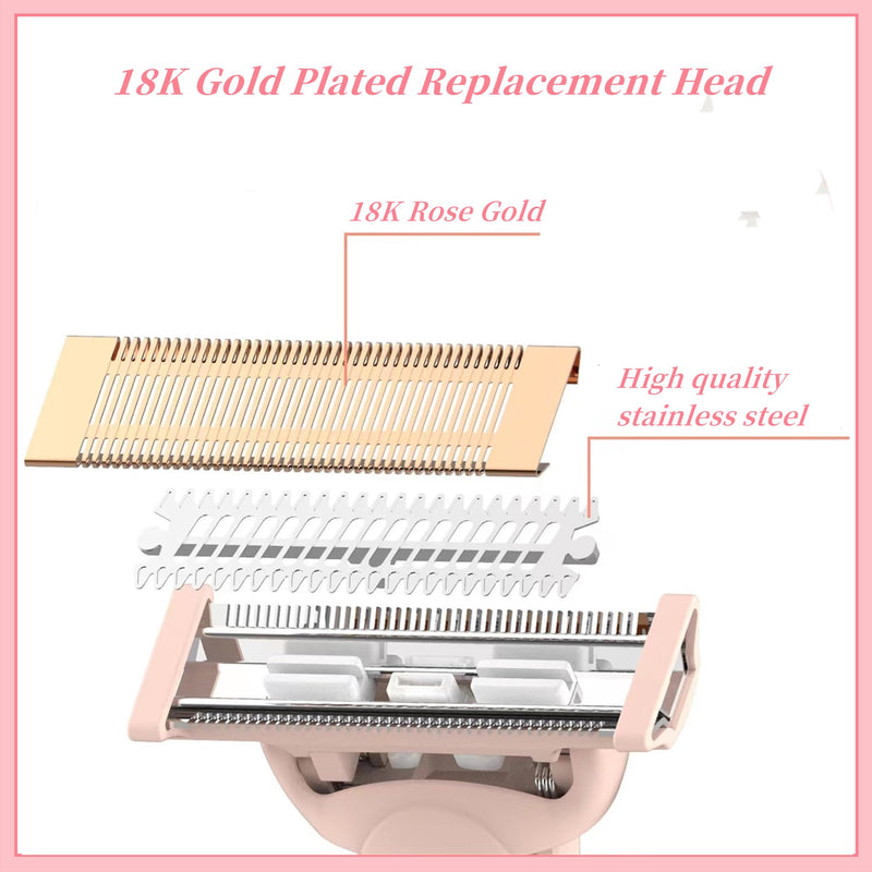 Razor Replacement Heads Compatible with Flawless Nu Razor,Body Replacement Heads for Finishing Touch Flawless Razor for Women,Hair Remover Replacement Head with Covers,Rose Gold Pack of 2. NU Gold
