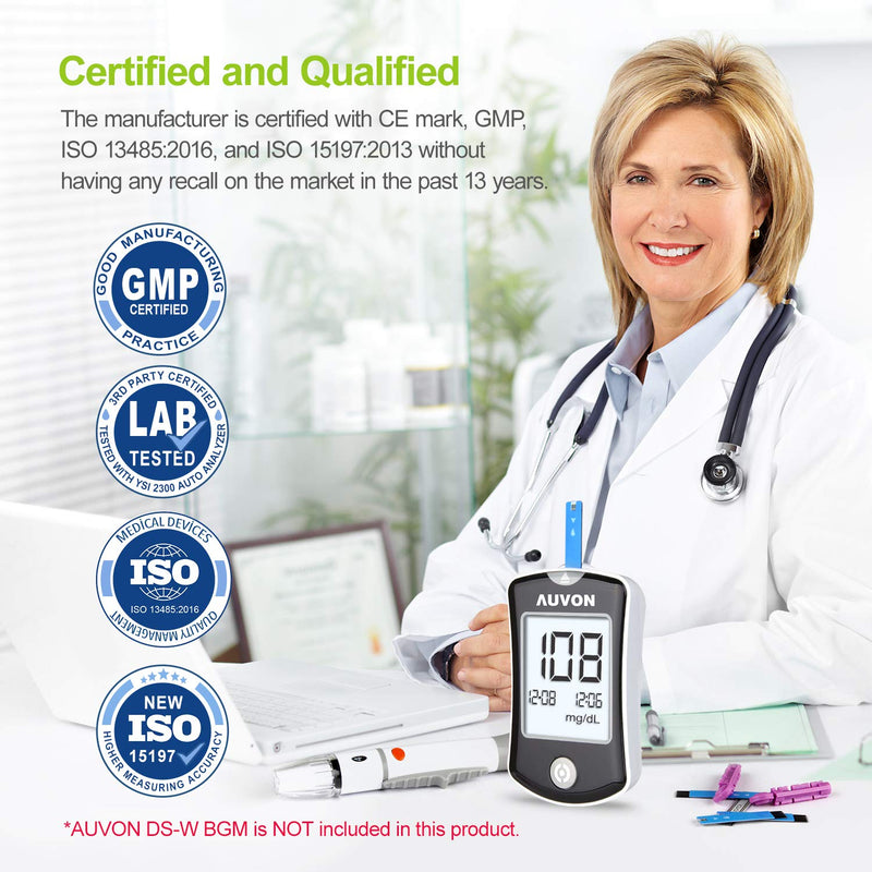 [Australia] - AUVON I-QARE DS-W Draw-in Blood Glucose Test Strips for use with AUVON DS-W Diabetes Sugar Testing Meter (No Coding Required, 300 Count) 