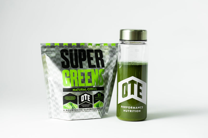 OTE Super Greens - Vegan Greens Powder with 51 Active Ingredients, Superfood Supplement Including Ashwagandha & Lion’s Mane - Rich Source of Vitamins, Minerals & Antioxidants - 1 Month Supply, Citrus