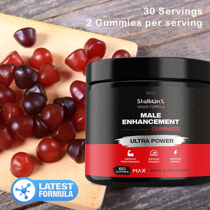 StallionX MAX Male Gummies, Maxed Out with Muira Puama and Fenugreek Plus Ashwagandha and Maca, Pack of 60 Gummies...Stallion X, 30 Servings 60 count (Pack of 1)