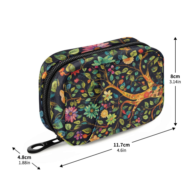 Tree of Life Flower Cute Pill Organizer Weekly Travel Pill Box 7 Day Large Capacity Pill Dispenser Case with 8 Pill Container Daily Pill Box Organizer Vitamin Holder Pill Bottle Organi Tree of Life Flower Black