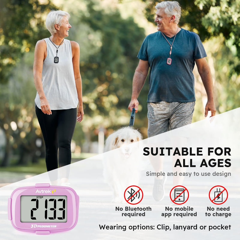 [Australia] - 3D Step Counter Clip On with LED Backlight Pocket Pedometer for Walking Outdoor Activities Fitness Tracker Without Smartphone BLACK 