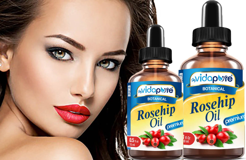 Rosehip Oil Vitamin A, Vitamin C, Vitamen E for Wrinkles, Scars, Stretch Marks, Face, Body, Hair, Lip Care. (1 Fl Oz) 1 Fl Oz (Pack of 1)