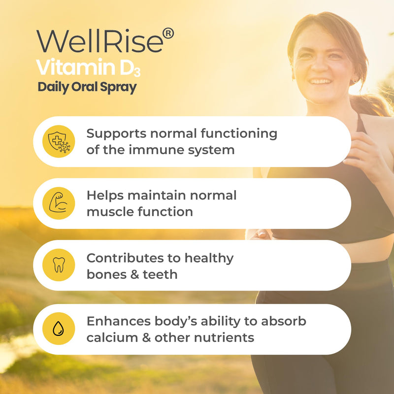 Wellrise Vitamin D3 4000 IU Daily Oral Spray – High Strength Vitamin D3 Supplement for Immunity, Bone & Muscle Support – Vitamin D Spray for Adults – Sugar-Free & Vegetarian – 200 Sprays