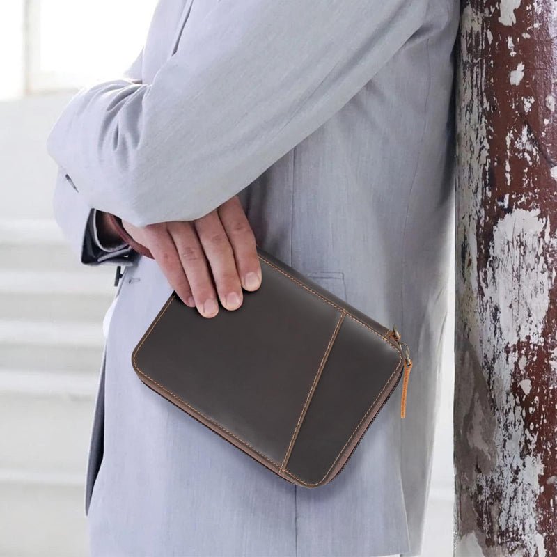 Polare Full Grain Leather Family Passport Wallet for 4 Passports, RFID Blocking Bifold Passport Cover Travel Document Organizer Holder for Women and Men Dark Brown