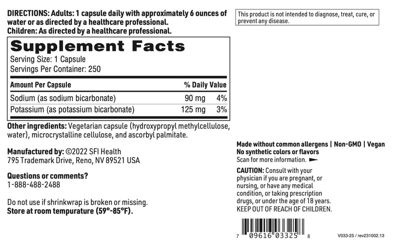 [Australia] - Klaire Labs Sodium Bicarbonate & Potassium Bicarbonate Supplement - Key Components That Help Maintain Healthy pH (Acid/Base) Balance - Gastrointestinal Support - Bi-Carb Formula (250 Capsules) 