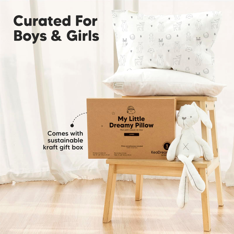 [Australia] - KeaBabies Toddler Pillow with Pillowcase, Jumbo 14X20 - Soft Organic Cotton Toddler Pillows for Sleeping - Machine Washable - Perfect for Travel, Toddler Bed Set (Keafriends) Keafriends 