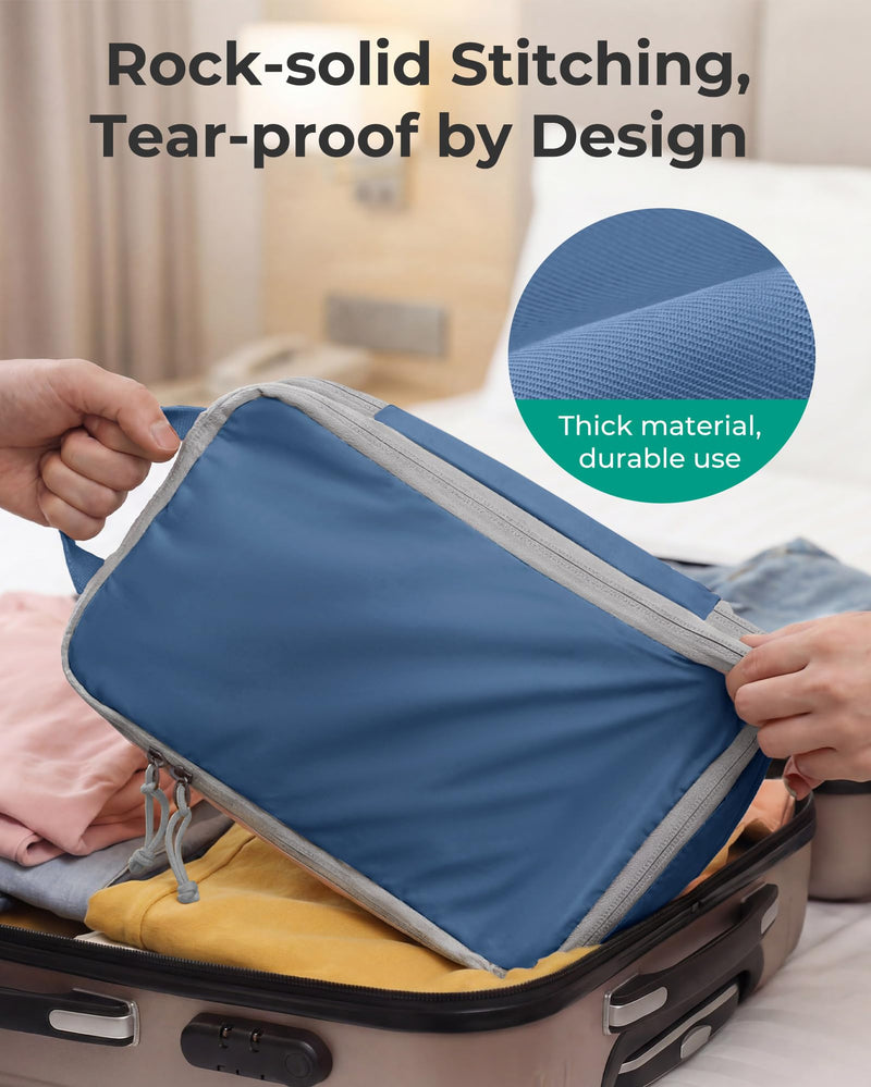 BAGSMART Compression Packing Cubes for Travel Essentials | 14 Set /6 Set /4 Set/2 Set, Lightweight, Durable Déja Vu Blue Set of 6