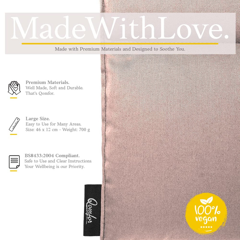 [Australia] - Grain pillow - heat pillow microwave made of cotton 46 x 12 cm - wheat filled - soft spelled pillow for pain relief back, neck and shoulder - great gift - pink 