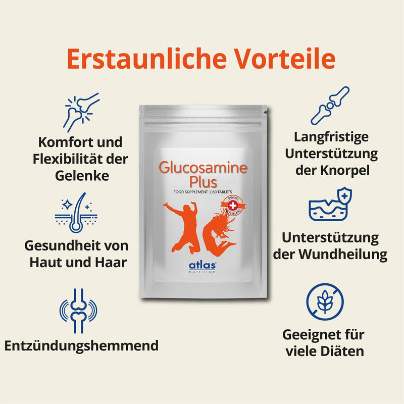 [Australia] - 60 Glucosamine + MSM Tablets High Dose | 1,400mg per daily dose | for joint & mobility health | Natural antioxidant & anti-inflammatory | 1 month supply | 60 tablets 
