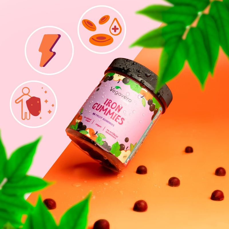 [Australia] - Iron gummy bears | 90 pieces | 97% fruit content | For children and adults | Free from additives and sweeteners | Of course | Alternative to iron tablets | Laboratory tested & vegan | Vegavero® 