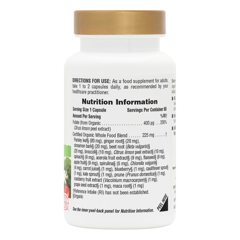 Source of Life Garden Organic Folate Capsules - 400 mcg Methylfolate and Other Plant Based Folates Extracted from Lemon Peel - Vegan, Gluten Free - 60 Capsules 60 count (Pack of 1)