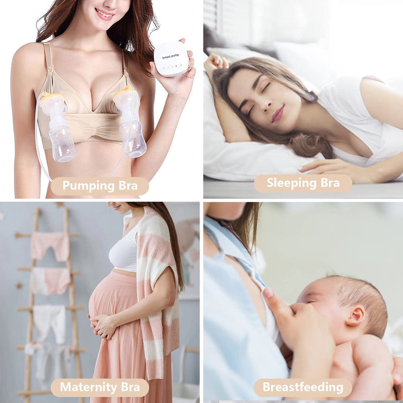 [Australia] - 4HOW Pumping Bra Hands Free Maternity Bras for Breastfeeding Pumping and Nursing Bra in One Comfort Smooth,Great Support X-Large Black+grey+beige 