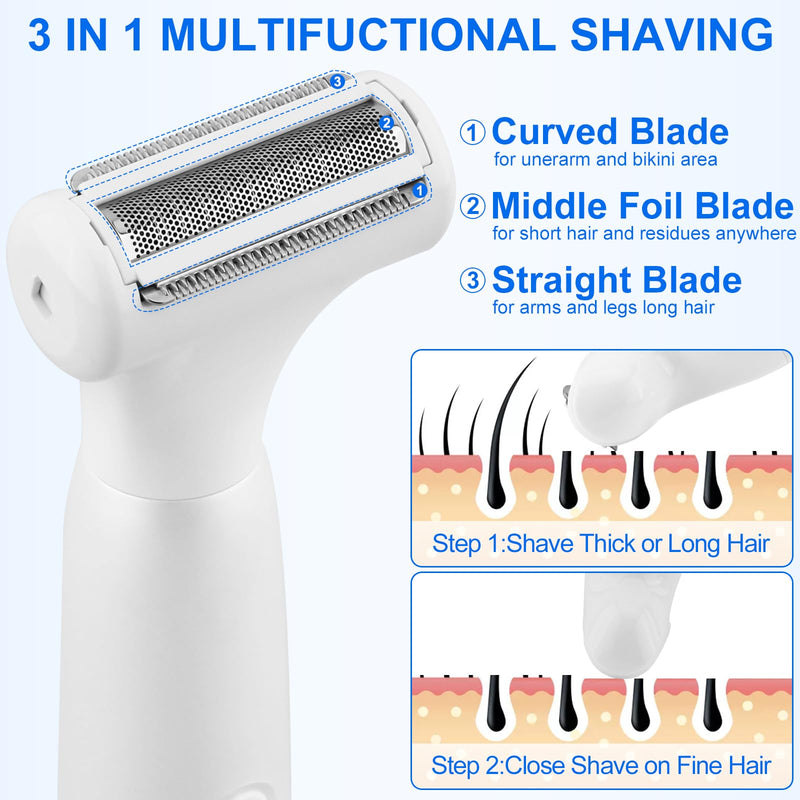 [Australia] - 5-in-1 Bikini Trimmer for Women, IPX7 Waterproof Rechargeable Electric Razors Shaver, Cordless Body Hair Trimmer with LED Display for Nose Eyebrows Beard Underarm Leg Arm, Easy Cleaning Grooming Kit 