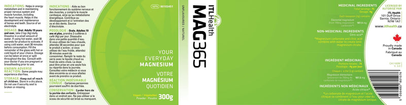 MAG365 Magnesium Citrate Powder - Highly Absorbable Magnesium Supplement - Unflavoured 300g 300 g (Pack of 1)