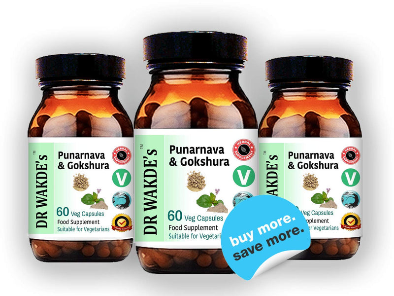 DR WAKDE'S Punarnava & Gokshura Capsules (60 Veg Caps, Promotes Healthy Urinary Flush, Ayurvedic Supplement, Vegan, Herbal, All Natural, Made in UK)