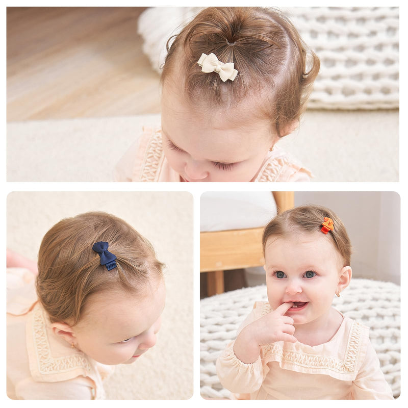 [Australia] - Baby Hair Clips Bows for Girls Mini Fully Lined Baby Bows Grosgrain Ribbon 1.2" Tiny Hair Bows Clips for Baby Girls Infant Fine Hair 40PCS (20Colors in Pairs) 1.2 Inch bows-40pcs 