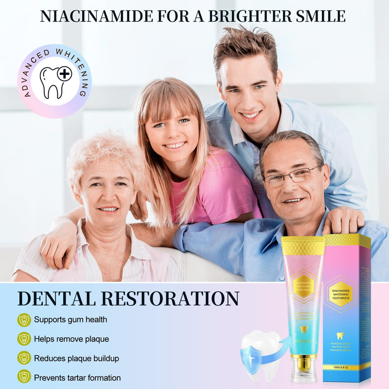 [Australia] - Niacinamide Whitening Toothpaste, Intensive Whitens Teeth, Protects Tooth Enamel Natural Gentle Care, Freshens Breath, Fluoride-Free Formula is Suitable for Sensitive Teeth - 3.8 oz | 2 Pcs 