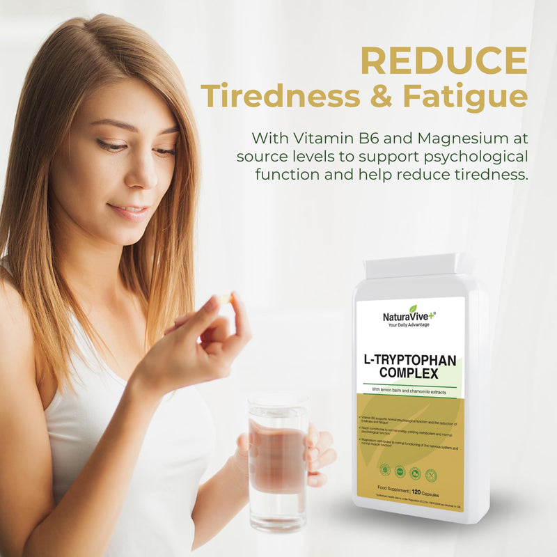L-Tryptophan Complex 120 Capsules | One a Day | with Vitamin B6, Niacin and Magnesium | Food Supplement