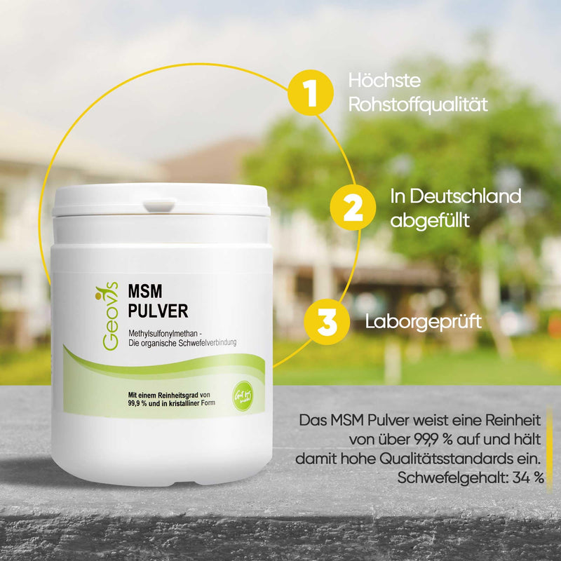 [Australia] - Geovis MSM powder 500g - organic sulfur - high dose 99.9% pure methylsulfonylmethane - VEGAN - dietary supplement 1 kg (pack of 1) 
