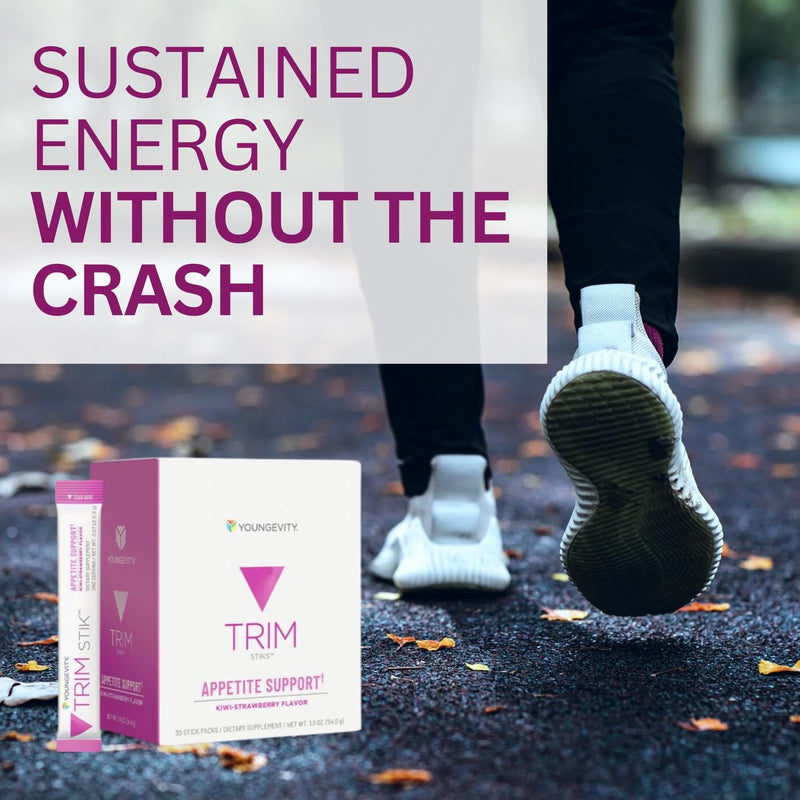 [Australia] - Youngevity Official Trim Stiks - Kiwi-Strawberry - Support Energy & Focus with Mood Boost - Bioperine & Theobromine Energy Powder - Appetite Support (30 Sticks) 