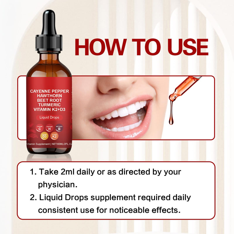 [Australia] - Cayenne Pepper Drops, Vascuflow Cayenne Pepper Liquid Drops with Hawthorn Beet Root | Turmeric Vitamin K2 D3, Gentle Formula, Vegan-Friendly, Easily Absorbed, 30-Day Supply (2) 2 