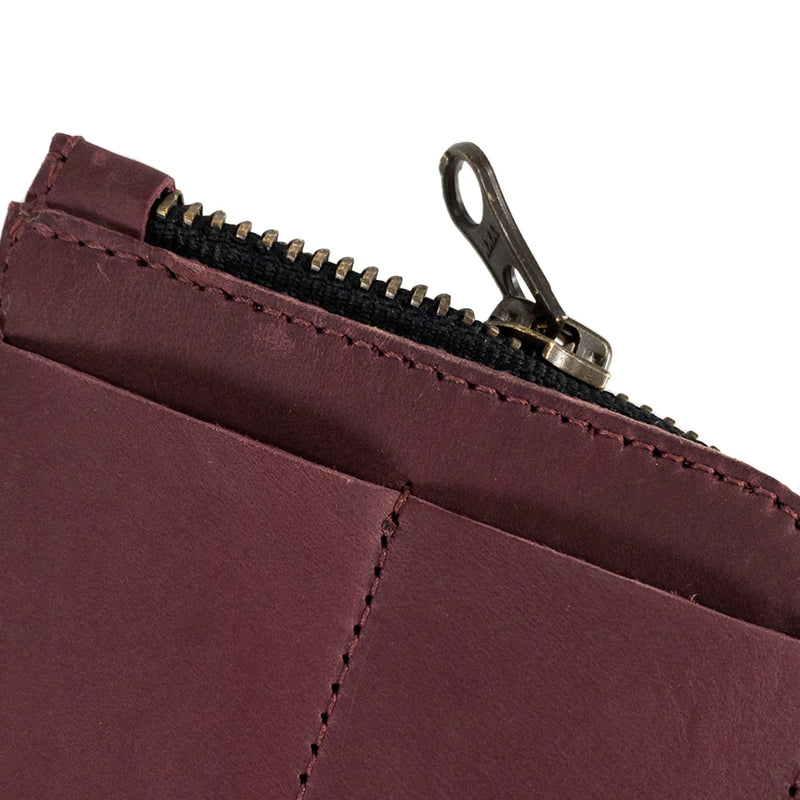 Hide & Drink, EDC Pocket Wallet, Curved Cash Organizer, Slim Front Card Holder, Money Clip, Full Grain Leather, Handmade Travel Accessories Sangria