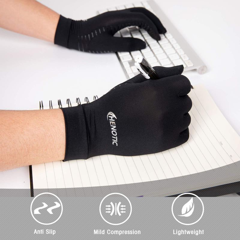 2 Pairs Copper Arthritis Gloves for Women Men, Touch Screen Anti-Slip Arthritis Compression Gloves for Relieving Carpal Tunnel Aches, Rheumatoid Pains, Joint Swell Two Pairs Large: 3 1/8''-3 1/2''