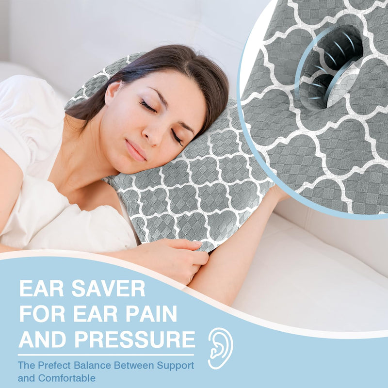 [Australia] - Ear Piercing Pillow with an Hole for Relief Ear Pain Side Sleepers,Cotton and Polyester Hole Pillow,Washable Ear Guard Pillow Ear Piercing Pillow-3 