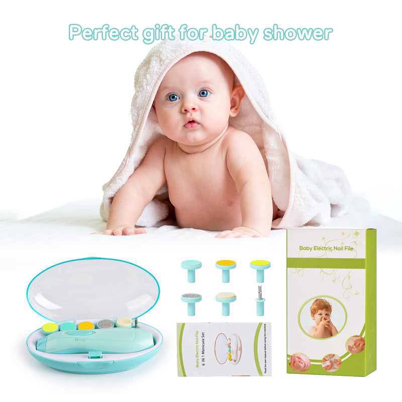 [Australia] - Baby Nail Trimmer Electric, Lupantte Safe Baby Nail File, Baby Nail Clippers with Light and 6 Grinding Pads for Newborn Infant Toddler or Adults Toes and Fingernails, Kids Nail Care, Polish and Trim Green 