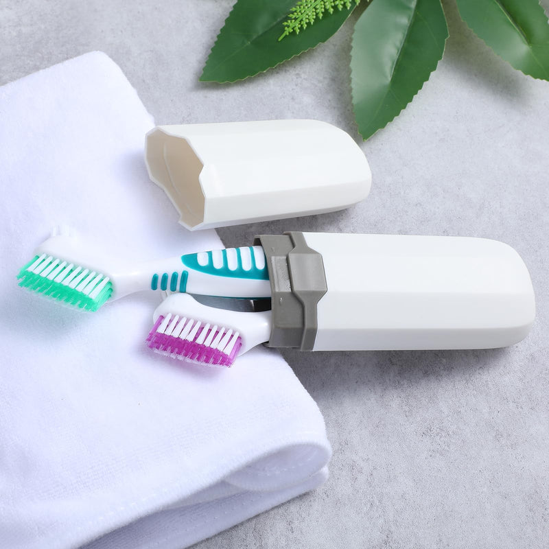 [Australia] - 2pcs Denture Toothbrush with Case,Denture Cleaning Brush,Multi-Layered Bristles Dental Brush,Ergonomic Rubber Handle for False Teeth Cleaning(Green,Purple) 