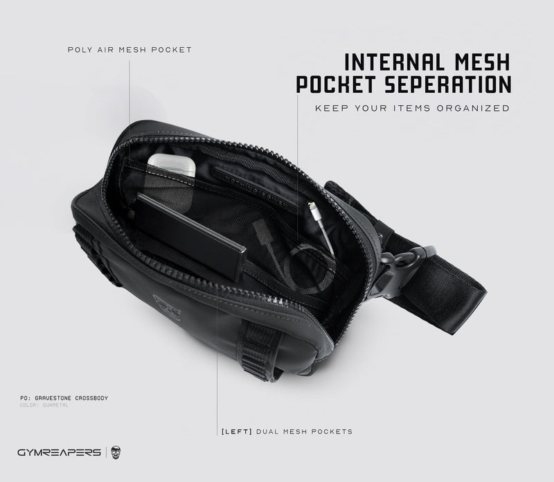 Gymreapers Travel Small Crossbody Bags for Men & Women with Hidden Pocket - Waterproof Crosssbody Fanny Pack for Men with Adjustable Shoulder Sling Belt for Traveling, Running & Hiking (Gunmetal) Gunmetal
