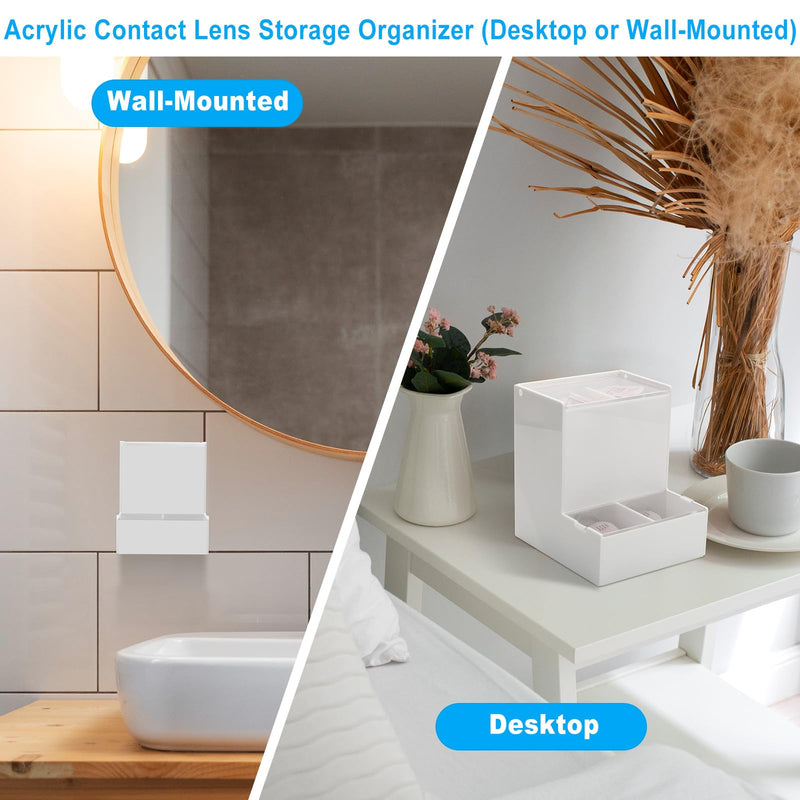 [Australia] - Beautyflier Disposable Daily Contact Lens Dispenser, Desktop and Wall Mounted 2 IN 1- Universal for All Brands, Dispenser, Organizer, & Storage for Contact Lenses, Cosmetic Contact lenses, Case Only White 
