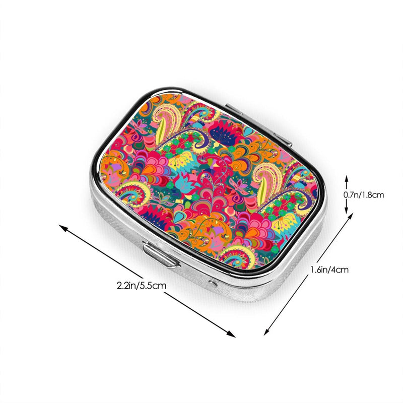 60s 70s Hippie Flowers Peace Sign Metal Iron Plating Square Pill Box | Love Symbol 2 Compartment Medicine Pill Case Mini Medicine Vitamin Pillbox Portable Pills Organizer Storage Box for Pocket White One Size