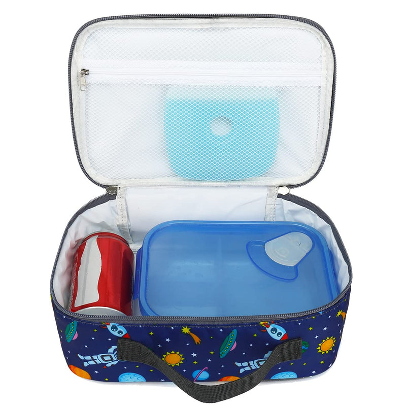 [Australia] - FlowFly Kids Lunch box Insulated Soft Bag Mini Cooler Back to School Thermal Meal Tote Kit for Girls, Boys, Astronaut Multicolor 